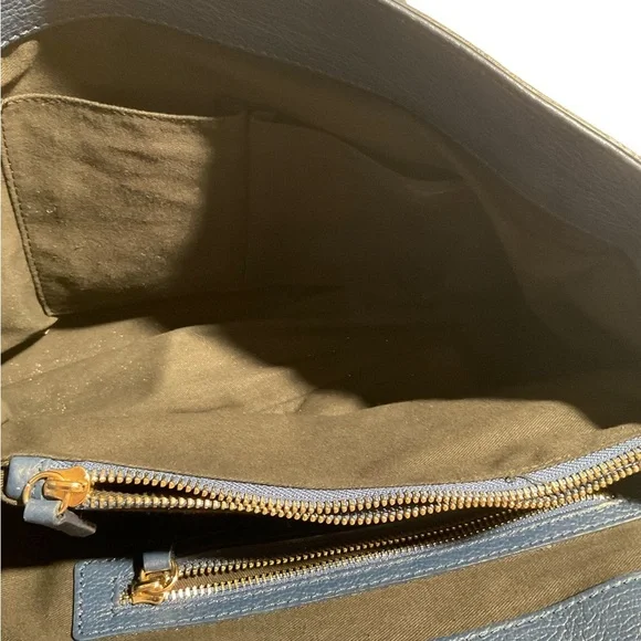 Roberto Cavalli Women’s Double Leather Handle Pebbled Blue Handbag - Picture 10 of 16